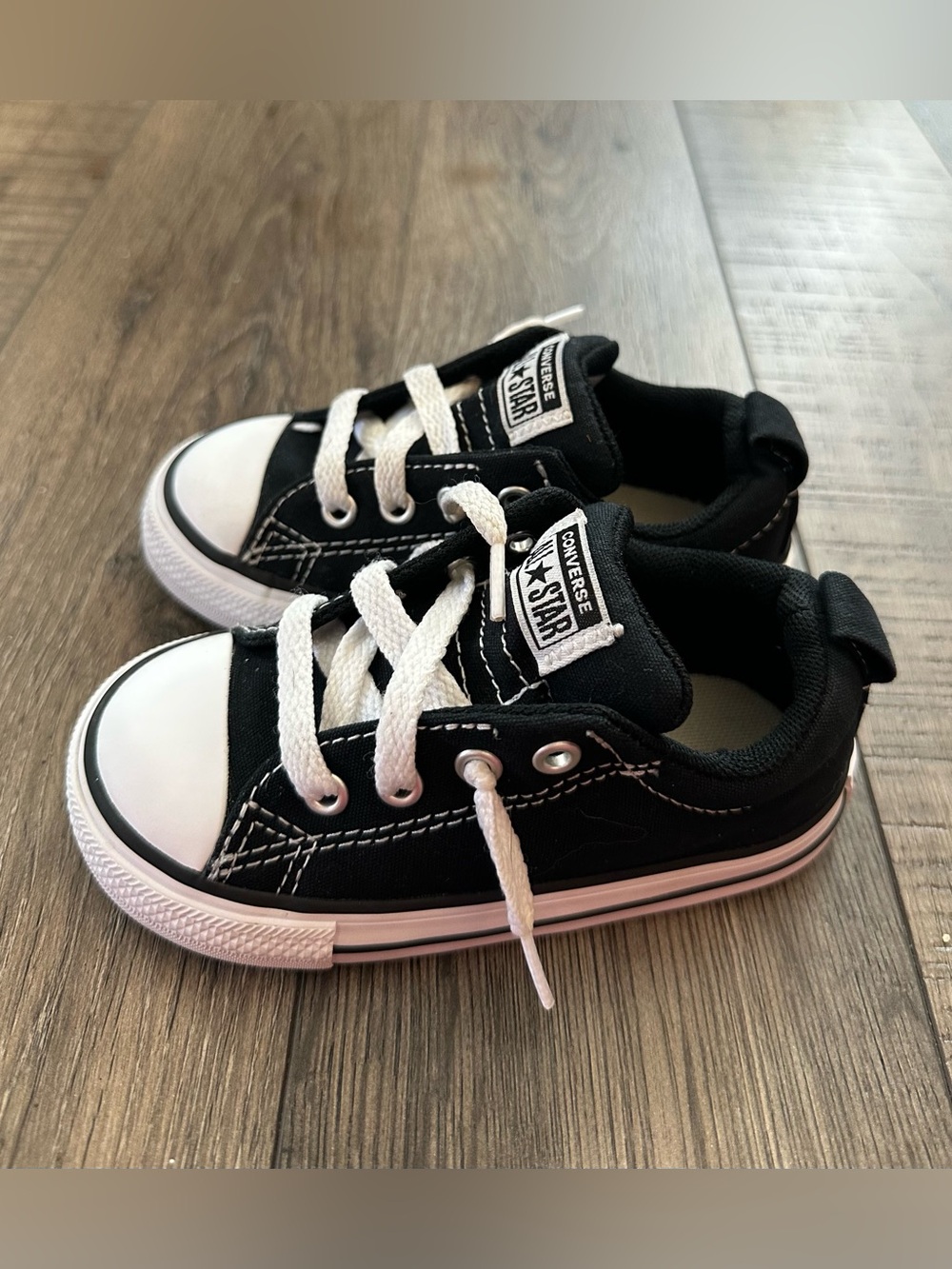 Converse Toddler All Star Street Ox Sneakers Shoes Size 7 Black White Low Top